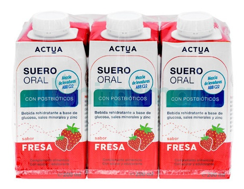 Actua Suero Oral Sabor Fresa 3x200 ml