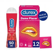 Durex Pack Preservativos Dame Placer 12 uds Lubricante Fresa 50 ml